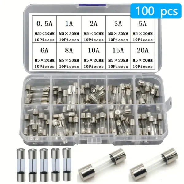 100 Piece Fast Blow Glass Fuse Kit