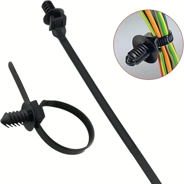 100pcs Durable Black Nylon Car Mount Wire Ties