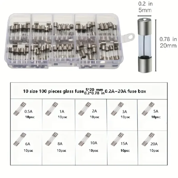 100 Piece Fast Blow Glass Fuse Kit